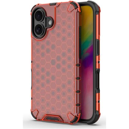 Mobigear Honeycomb iPhone 16 Hülle Hardcase Backcover Stoßfest - Rot