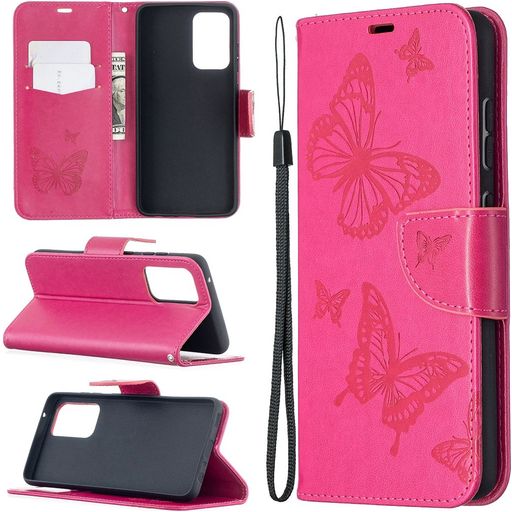 Mobigear Butterfly Samsung Galaxy A52s 5G Hülle Klapphülle Geldbörse - Magenta