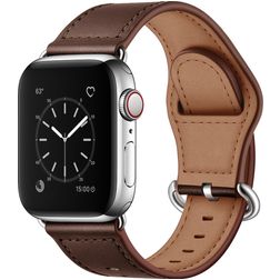 Mobigear Venezia Leder Apple Watch Armband Dornschließe - 49/46/45/44 mm - Braun