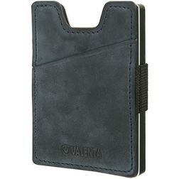 Valenta Card Case Alu + Money Strap Echtleder Kartenhalter - 8 Karten - Blau