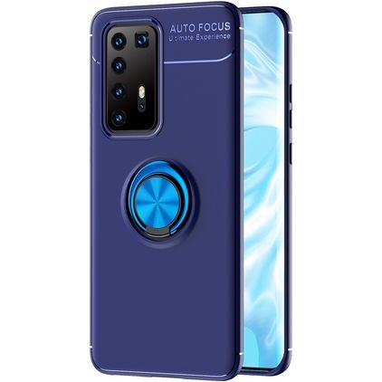 Mobigear Armor Ring Huawei P40 Pro Hülle Flexibles TPU Backcover Stoßfest mit Ringhalter - Blau