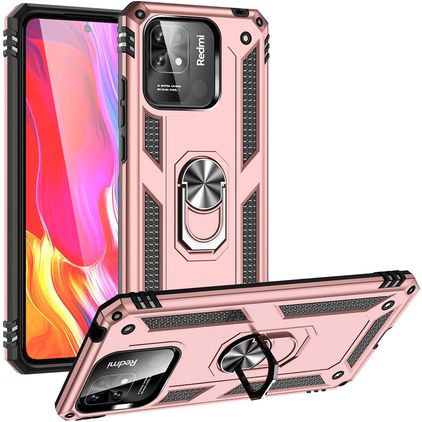 Mobigear Armor Ring Xiaomi Redmi 10C Hülle Hardcase Backcover Stoßfest mit Ringhalter - Roségold