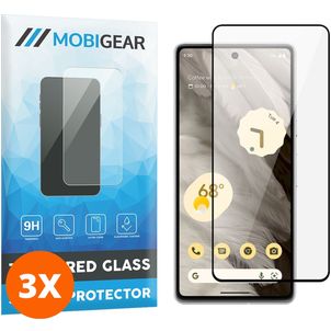 Mobigear Premium Google Pixel 7 Panzerglas Gehärtetes Glas Displayschutz - Hüllenfreundlich - Schwarz (3er Pack)