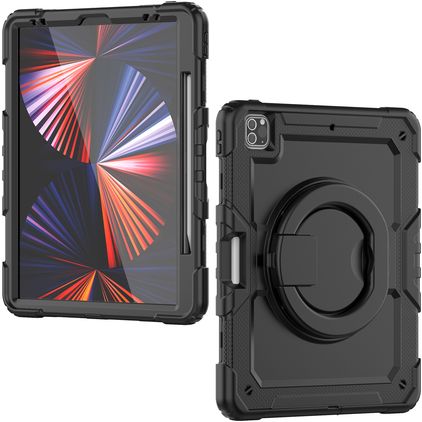 Mobilize Rotating Defender iPad Pro 12,9 Zoll (2018) Hülle Kunststoff / Silikon Backcover + Schultergurt + Ständer - Schwarz