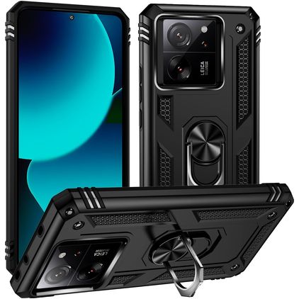 Mobigear Armor Ring Xiaomi 13T Hülle Hardcase Backcover Stoßfest mit Ringhalter - Schwarz