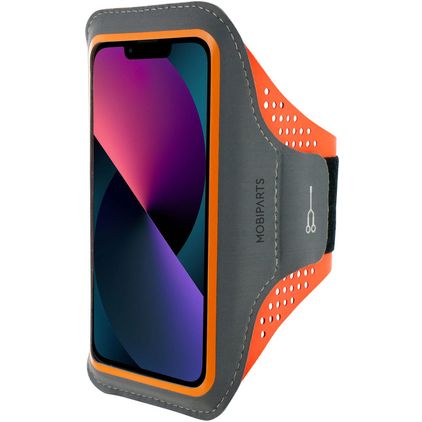 Mobiparts Comfort Fit Handyhalterung Joggen iPhone 13 Mini Sporthülle Neopren Sportarmband - Neon Orange
