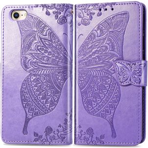 Mobigear Butterfly iPhone 16e Hülle Klapphülle Geldbörse - Lila