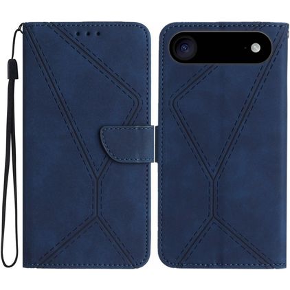 Mobigear Stitch iPhone Air Klapphülle Portemonnaie - Blau