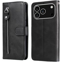 Mobigear Zipper iPhone 17 Pro Hülle Klapphülle Geldbörse - Schwarz