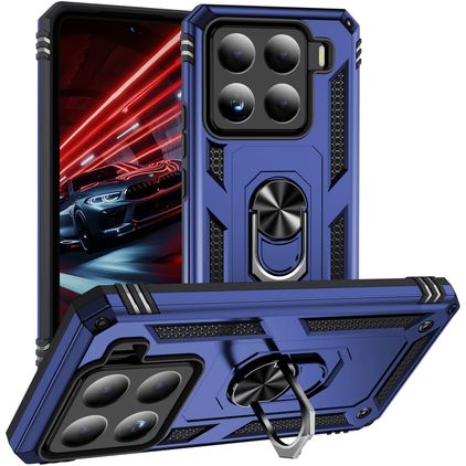 Mobigear Armor ring Xiaomi 15 Hülle Hardcase Backcover Stoßfest mit Ringhalter - Blau