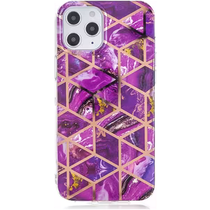 Mobigear Marble iPhone 12 Pro Max Hülle Flexibles TPU Backcover - Lila