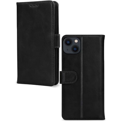 Mobilize Wallet iPhone 13 Mini Hülle Echtes Leder Klapphülle Geldbörse - Schwarz