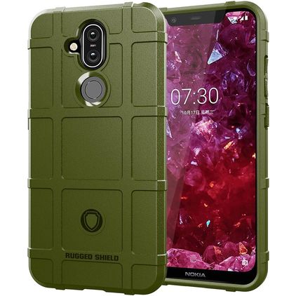 Mobigear Rugged Shield Nokia 8.1 Hülle Flexibles TPU Backcover Stoßfest - Grün