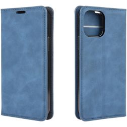 Mobigear Retro Slim iPhone 12 Hülle Klapphülle Geldbörse - Blau