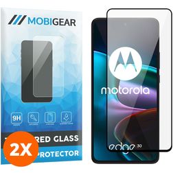 Mobigear Premium Motorola Edge 30 Panzerglas Gehärtetes Glas Displayschutz - Hüllenfreundlich - Schwarz (2er Pack)