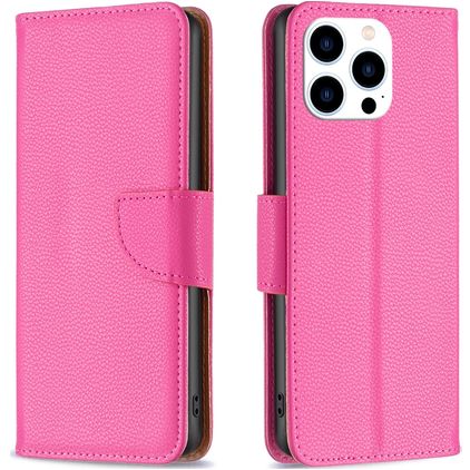 Mobigear Excellent iPhone 16 Pro Hülle Klapphülle Geldbörse - Magenta