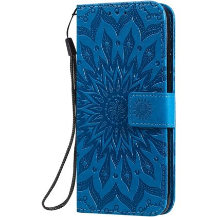Mobigear Sunflower Motorola Moto G8 Plus Hülle Klapphülle Geldbörse - Blau