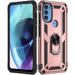 Mobigear Armor Ring Motorola Moto G71 5G Hülle Hardcase Backcover Stoßfest mit Ringhalter - Roségold