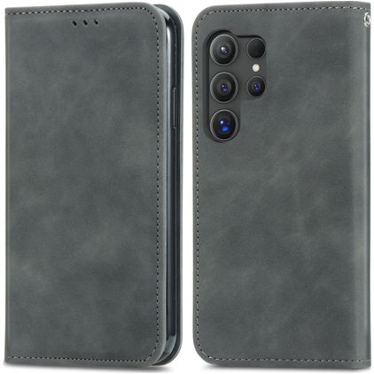 Mobigear Retro Slim Samsung Galaxy S25 Ultra Hülle Klapphülle Geldbörse - Grau