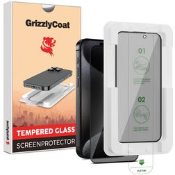 GrizzlyCoat AlignPro AntiSpy iPhone 15 Pro Panzerglas Gehärtetes Glas Displayschutz Privacy - Hüllenfreundlich + Applikator