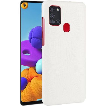 Mobigear Croco Samsung Galaxy A21s Hülle Backcover - Weiß