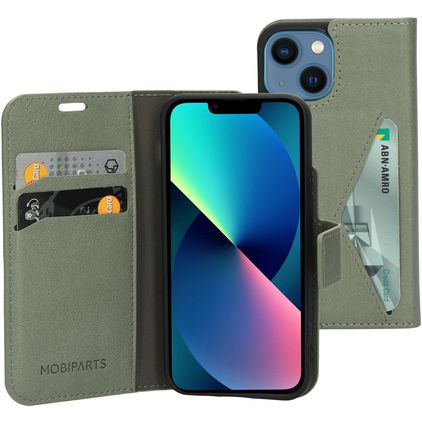 Mobiparts Classic Wallet iPhone 13 Mini Hülle Klapphülle Geldbörse - Stone Green