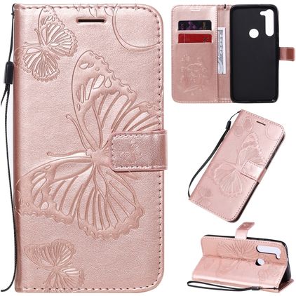 Mobigear Butterfly Motorola Moto G8 Power Klapphülle Portemonnaie - Roségold