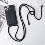 Mobigear Lanyard Card iPhone 15 Pro Silikon Handykette mit Kartenhalter - Schwarz