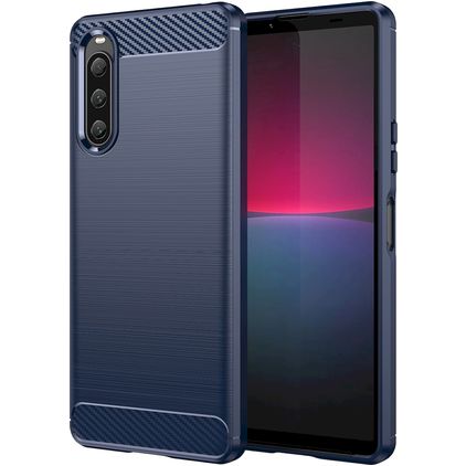 Mobigear Brushed Slim Sony Xperia 10 V Hülle Flexibles TPU Backcover - Blau