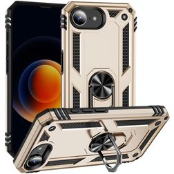 Mobigear Armor Ring iPhone 16e Hülle Hardcase Backcover Stoßfest mit Ringhalter - Gold