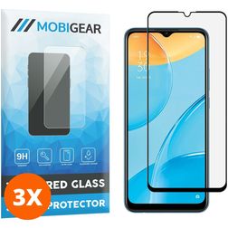 Mobigear Premium OPPO A15 Panzerglas Displayschutz - Hüllenfreundlich - Schwarz (3er Pack)