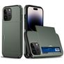 Mobigear Card iPhone 15 Pro Max Hülle Hardcase Backcover Stoßfest mit Kartenhalter - Armeegrün