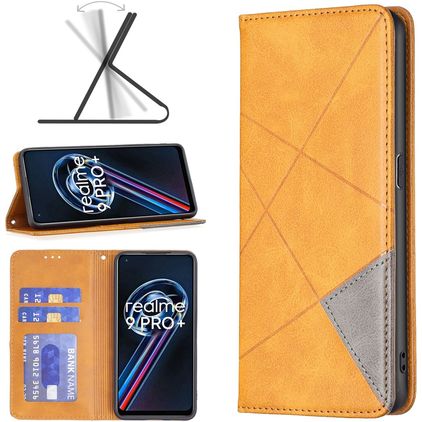 Mobigear Rhombus Slim Realme 9 Pro Plus Klapphülle - Cognac