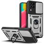 Mobigear Armor Ring Cam Slide Samsung Galaxy M53 Hülle Hardcase Backcover Stoßfest mit Ringhalter - Silber