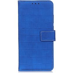 Mobigear Croco Samsung Galaxy M32 4G Hülle Klapphülle Geldbörse - Blau