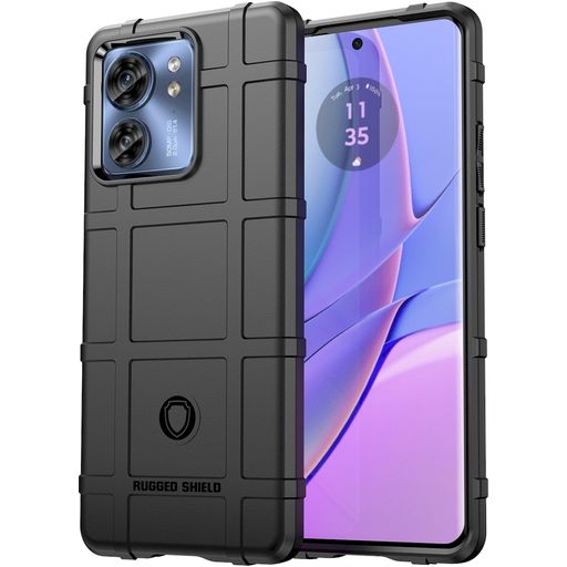Mobigear Rugged Shield Motorola Edge 40 Hülle Flexibles TPU Backcover Stoßfest - Schwarz