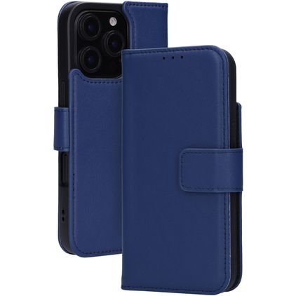Mobiparts Wallet iPhone 16 Pro MagSafe Hülle Echtes Leder Klapphülle Geldbörse - Blau