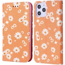 Mobigear Daisies iPhone 12 Pro Max Hülle Klapphülle Geldbörse - Orange