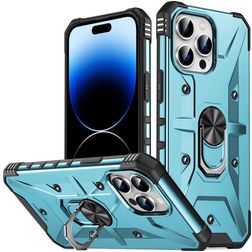 Mobigear Armor Ring iPhone 14 Pro Hülle Hardcase Backcover Stoßfest mit Ringhalter - Blau