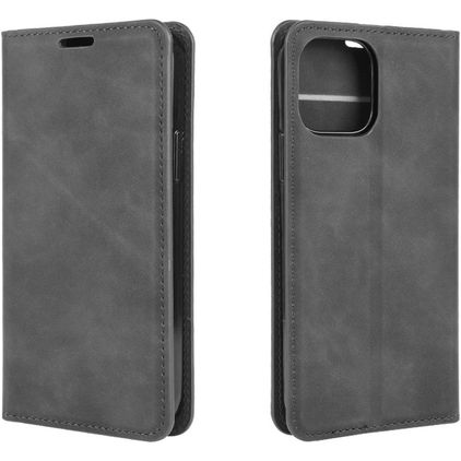 Mobigear Retro Slim iPhone 12 Hülle Klapphülle Geldbörse - Schwarz