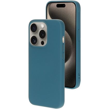 Mobiparts iPhone 15 Pro Silikon Hülle Backcover - Blueberry Blue