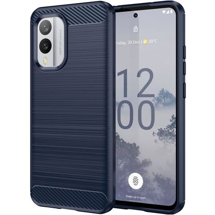 Mobigear Brushed Slim Nokia X30 Hülle Flexibles TPU Backcover - Blau