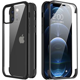 Valenta Full Cover iPhone 12 Hülle Gehärtetes Glas Backcover Stoßfest - Schwarz