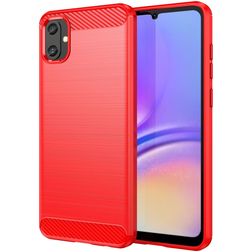 Mobigear Brushed Slim Samsung Galaxy A05 Hülle Flexibles TPU Backcover - Rot