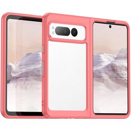 Mobigear Crystal Google Pixel Fold Hülle Hardcase Backcover - Transparent / Rot