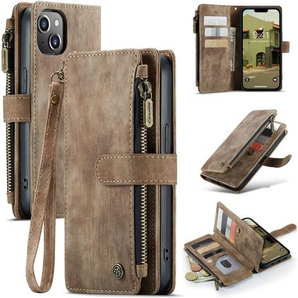 Caseme C30 iPhone 14 Plus Hülle Klapphülle Geldbörse - Braun