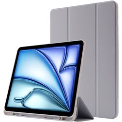 Mobigear Tri-Fold Gel iPad Air 11 Zoll (2024) Hülle TPU,Kunstleder Klapphülle + Stifthalter - Grau