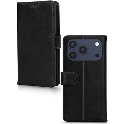 Mobilize Wallet iPhone 17 Pro Max Hülle Echtes Leder Klapphülle Geldbörse - Schwarz