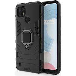 Mobigear Armor Ring Realme C21 Hardcase Backcover Shockproof mit Ringhalter - Schwarz