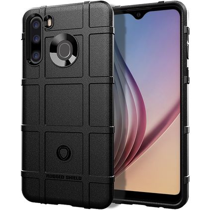 Mobigear Rugged Shield Samsung Galaxy A21 Hülle Flexibles TPU Backcover Stoßfest - Schwarz